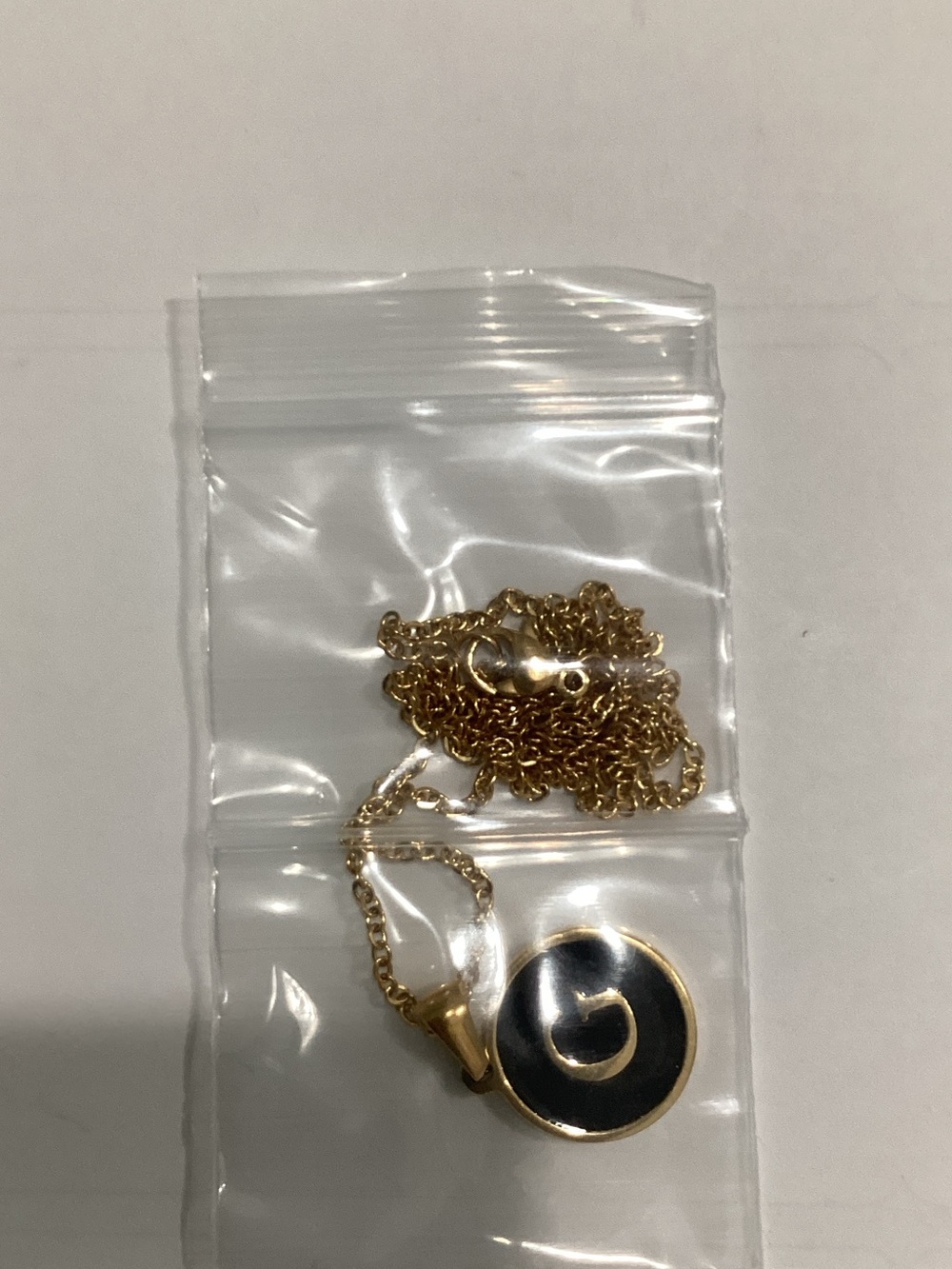 Gold-Tone Initial G Pendant Necklace - Black Enamel